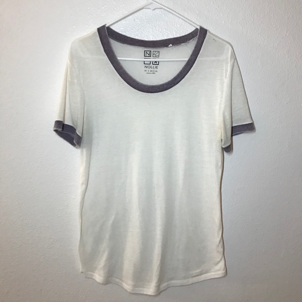 Nollie White Burnout Ringer Tee